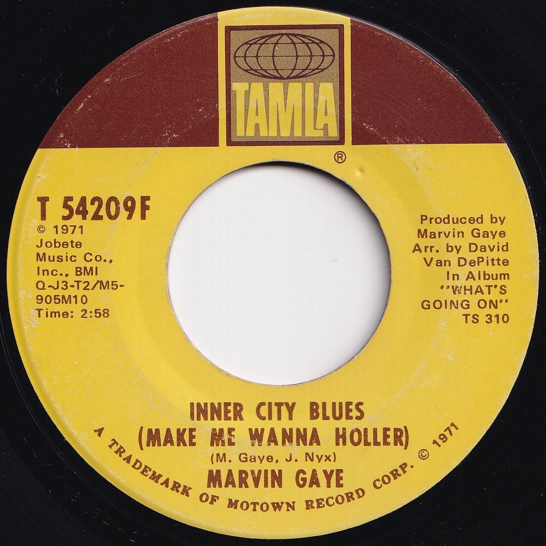 Marvin Gaye Inner City Blues (Make Me Wanna Holler) / Wholy Holy Tamla US T 54209F 209850 SOUL ソウル レコード 7インチ 45拍卖