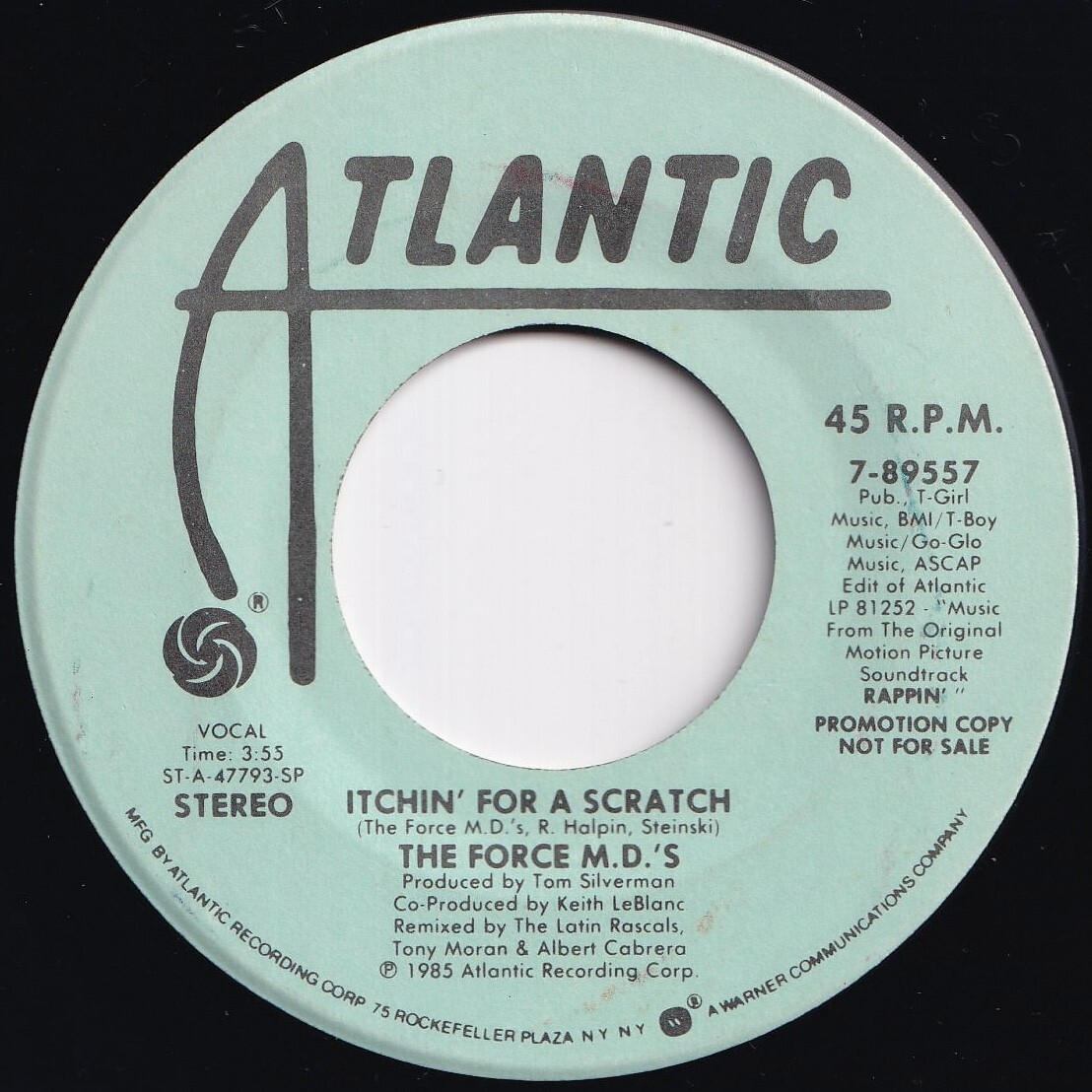 Force M.D.'s Itchin' For A Scratch / Itchin' For A Scratch Atlantic US 7-89557 209941 HIP HOP R&B レコード 7インチ 45拍卖