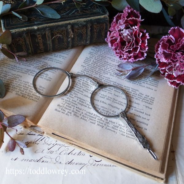 【華麗なるアールデコのローネット】イギリス アンティーク ローネット 折りたたみ 拡大鏡 眼鏡◆Antique Art Deco Style Lorgnette◆拍卖