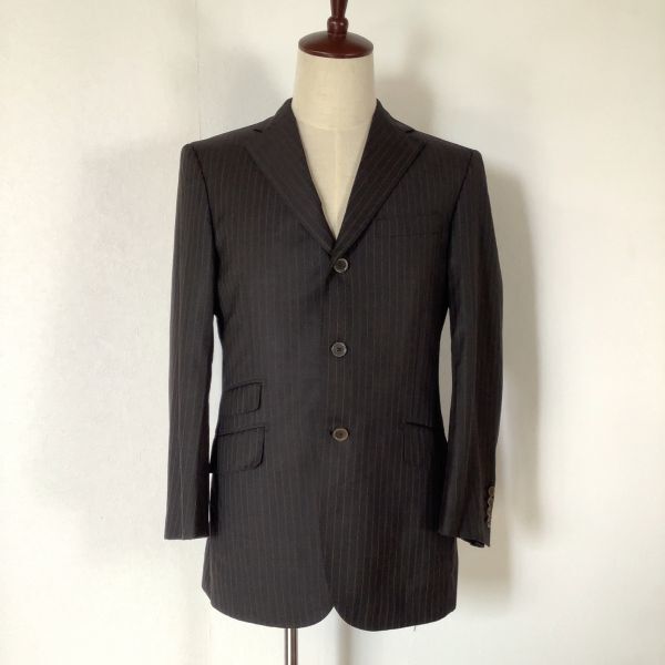 雰囲気抜群 Paul Stuart ポールスチュアート ピンストライプ テーラード ジャケット ダークグレー メンズ M相当拍卖