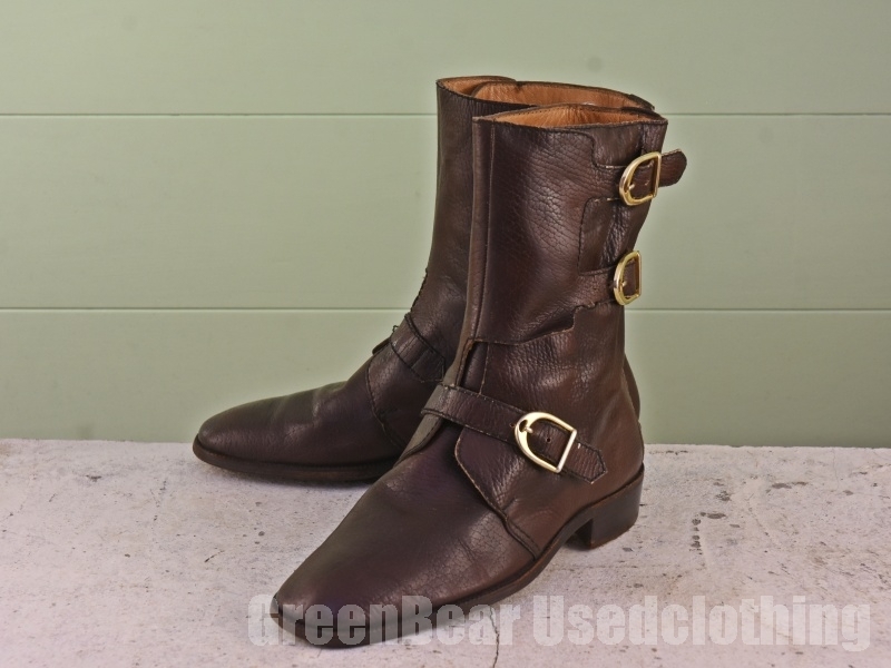 B235 ビンテージ メンズブーツ ベルト 茶 ブラウン 7 25cm 拍卖