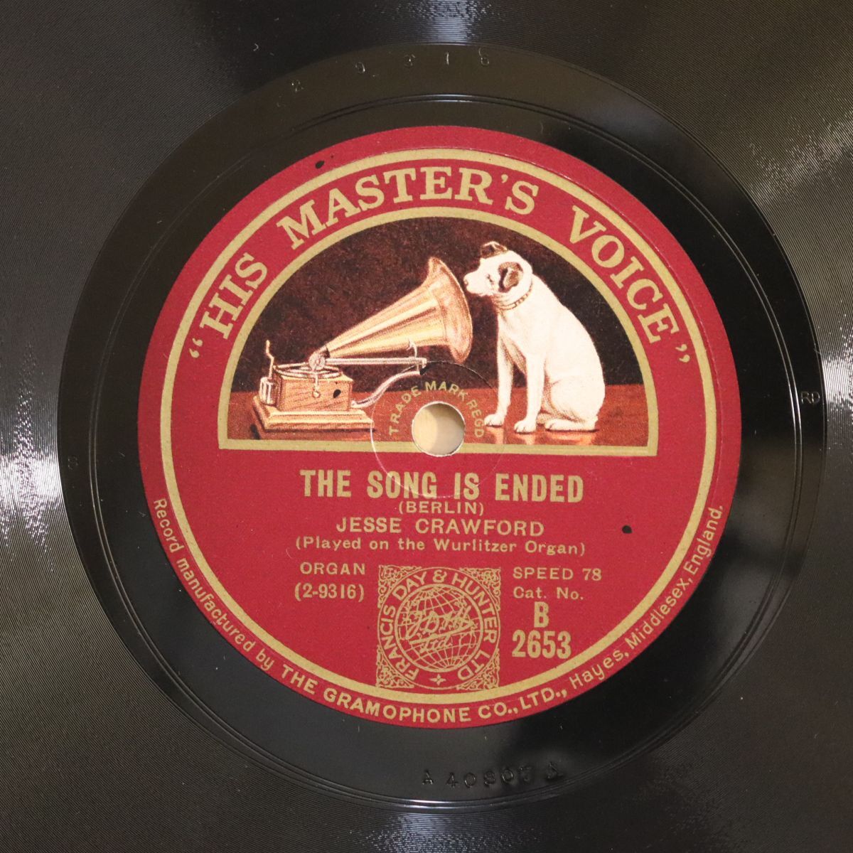 SA32/SP盤/英HMV/ジェシー・クロフォード(オルガン)/The Song Is Ended/My Blue Heaven/2653拍卖