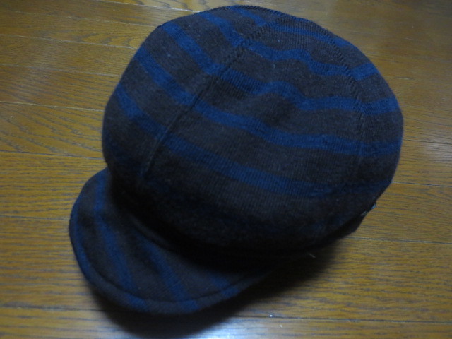 フランス製 Le minor ルミノア ボーダー柄 カットソーキャスケット こげ茶系×濃紺系拍卖