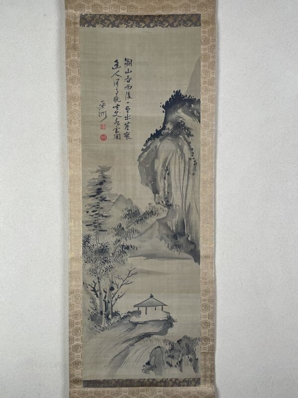 【真作】T》江戸期の儒学者 細井平洲 『紀徳民』 絹本 水墨山水図 佳品 K270カoe拍卖