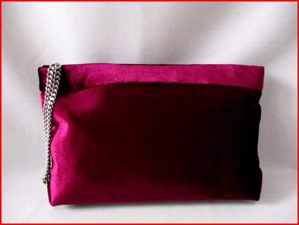 ZARA TRF/ザラトラファ◇ベロア風 大型クラッチバッグ ワイン チェーン付 W34cm拍卖