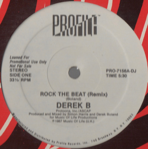 【廃盤12inch】Derek B / Rock The Beat拍卖