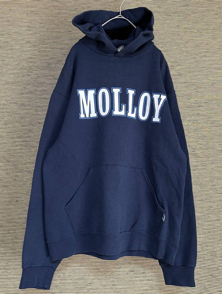 ラッセルアスレチック パーカー カレッジロゴ モロイ デカロゴ 太アーム90 古着 入手困難 激レア 希少 人気 molloy russell拍卖