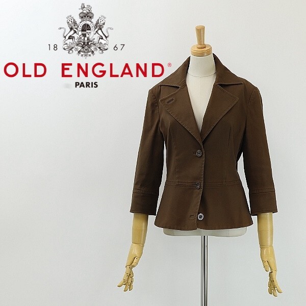 ◆OLD ENGLAND オールド イングランド ストレッチ コットン 七分袖 ジャケット 茶色 ブラウン 36拍卖