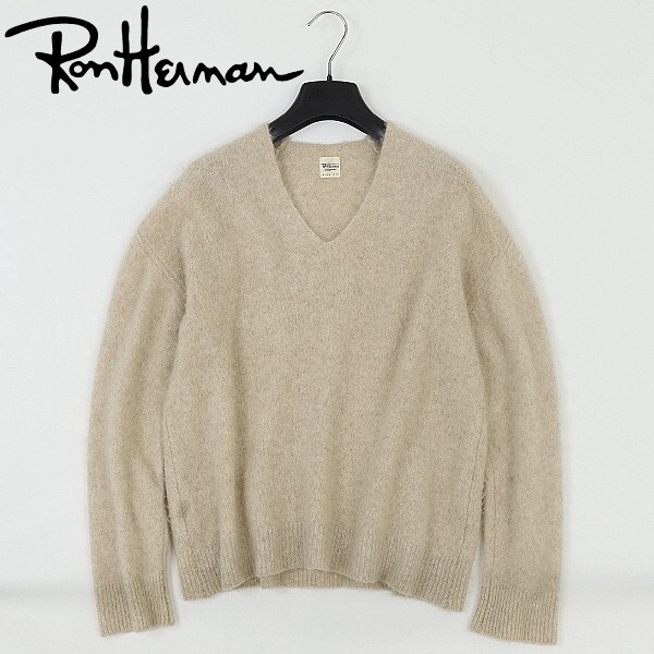 ◆Ron Herman ロンハーマン カシミヤ100% Vネック ニット セーター ライトベージュ S拍卖