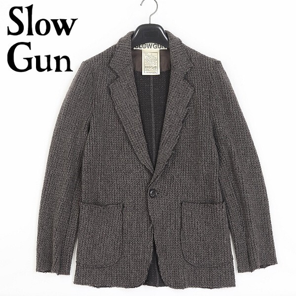 ◆SLOWGUN スロウガン ウール ニット 1釦 ジャケット グレー 2拍卖