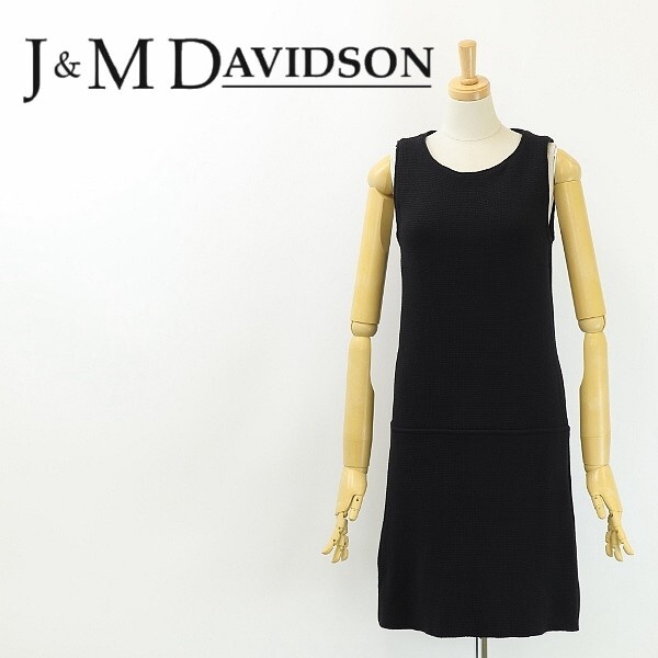 ◆J&M Davidson J&M デヴィッドソン ウール ニット ノースリーブ ワンピース 黒 ブラック拍卖