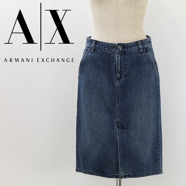 ◆ARMANI EXCHANGE アルマーニ エクスチェンジ フロントスリット デニム スカート インディゴブルー P0拍卖