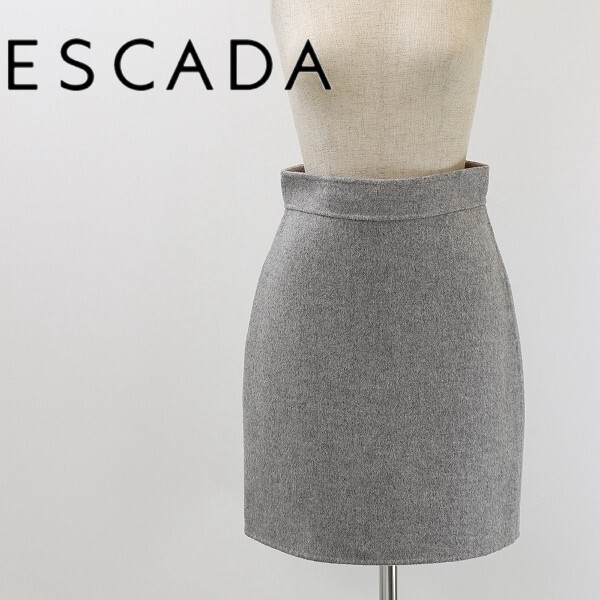 美品◆ESCADA エスカーダ ウール ダブルフェイス スカート グレー 32拍卖