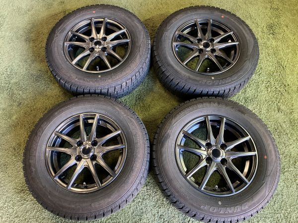 送料無料 スタッドレスセット 14in 5.5J ++38 PCD100 ダンロップ ウィンターマックス02 185/70R14 ノート フィールダー アクシオ拍卖