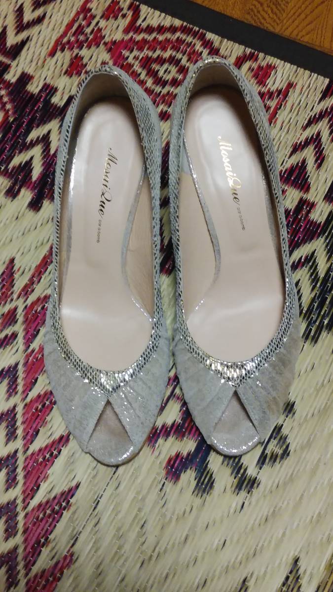 モードエジャコモ MosaiQue par a-bomb オープントゥパンプス 22.5cm ピンクゴールド拍卖