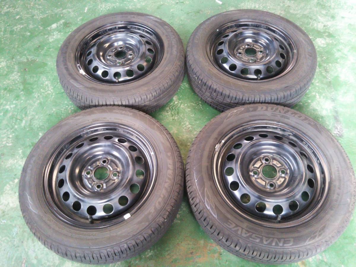 Y310 175/65R15 DUNLOP ダンロップ ENASAVE 2018年 PCD100 4H 5J axio アクシオ FIELDER フィールダー NZE164 4本セット キャップ付き拍卖