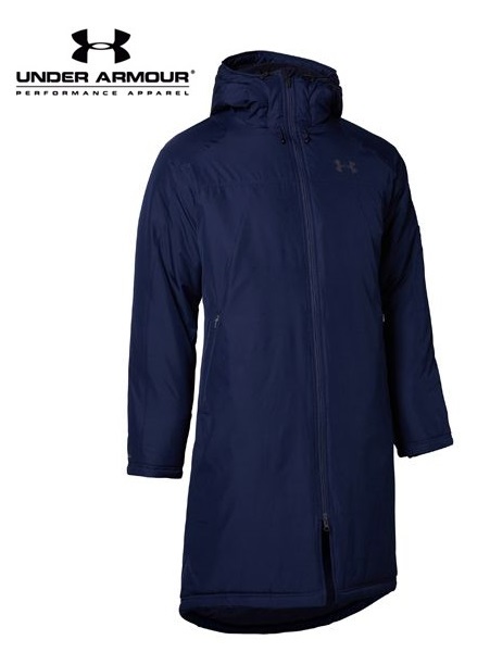 UNDER ARMOUR ベンチコート 紺 ネイビー L LG アンダーアーマー 中綿 ロングコート 撥水 メンズ スポーツ 1305629-410拍卖