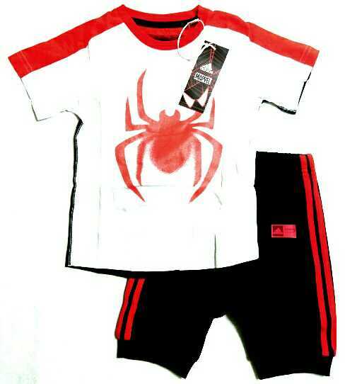 特価/未使用【サイズ=90cm】adidas/SPIDER-MAN/MARVEL/アディダス/スパイダーマン/マーベル/ベビー/半袖/Tスーツ/上下組/wht×blk×red拍卖