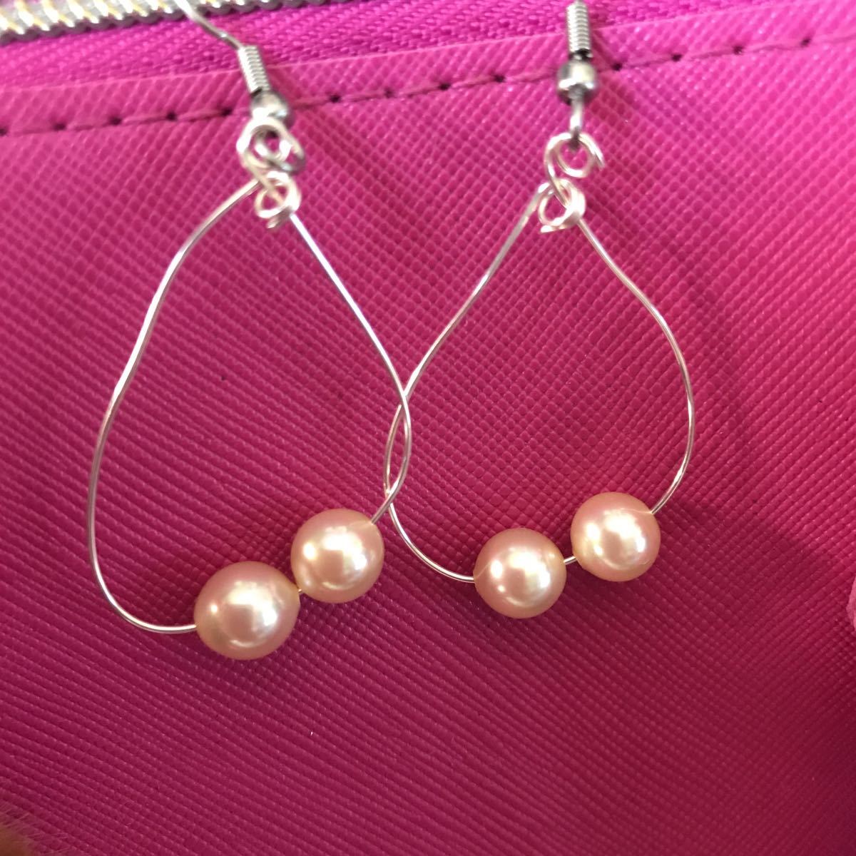 シルバーワイヤーと7ミリマジョリカパールのピアス拍卖