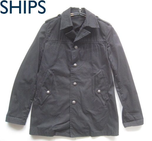 激シブ!!SHIPS JET BLUE シップス*エンブレム刻印メタルボタン ミリタリージャケット 黒 M ブラック拍卖