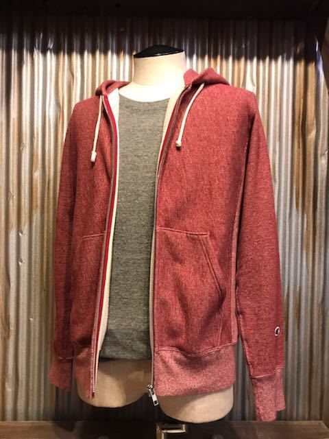 I340 メンズ パーカー 人気アイテム♪ Champion REVERSE WEAVE チャンピオン リバースウィ―ブ 霜降り レッド ジップアップ シンプル / M拍卖