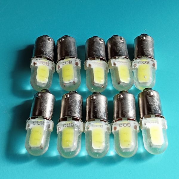 国内未入荷 特注品 超爆光COB 24V専用設計!10個 角マーカー用 BA9S LED 電球 ホワイト 白 デコトラ サイドマーカー レトロ 大型車トラック拍卖