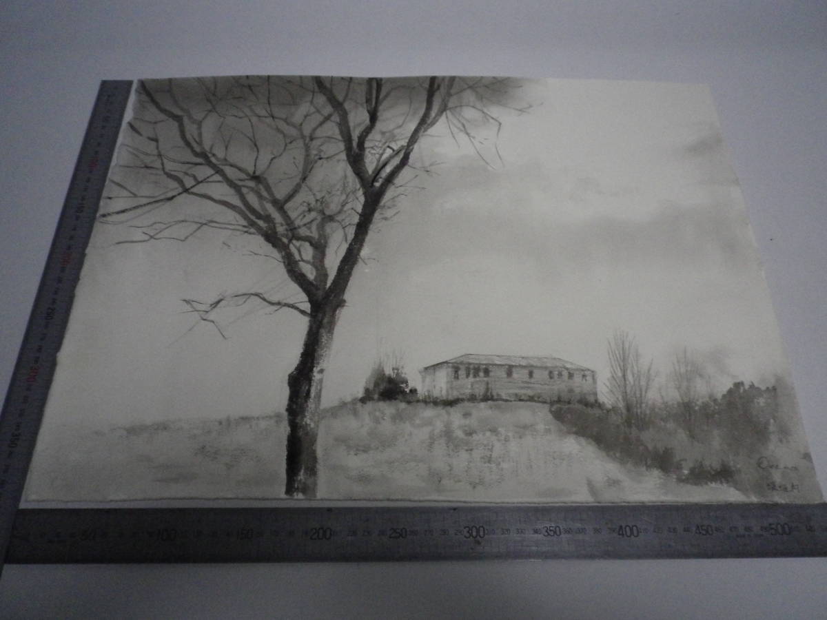 「イタリアの風景 2 」水墨画【坂垣内 将泰】作者直筆原画「真作」P10号ハーネミューレ紙(経年保管品)【送料無料】00700102拍卖