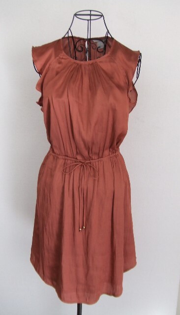 【お買得!】★H&M★ノースリーブワンピース/ヒザ丈 赤系 US4サイズ ウエスト伸縮性あり拍卖