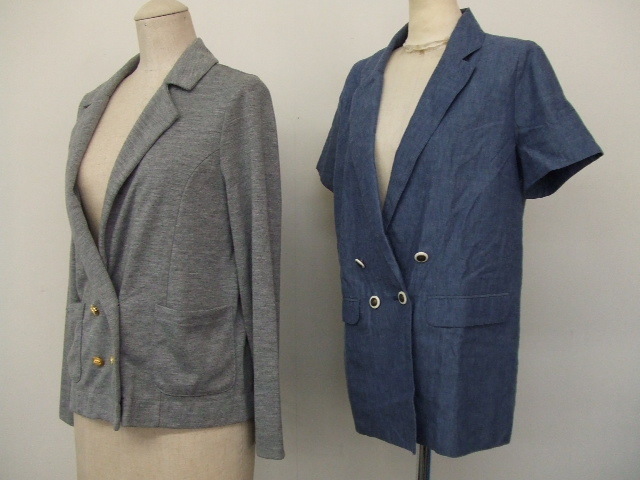 【お買得】★ダブルジャケット2点セット★①Re/長袖/グレー/フリーサイズ/ジャージ素材 ②L'SULLY/半袖/ブルー/サイズ38拍卖