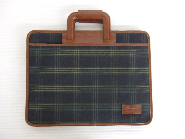 【お買得】★Grazioso★ハンドバッグ 緑系/チェック柄 マチあり/6cm 拍卖