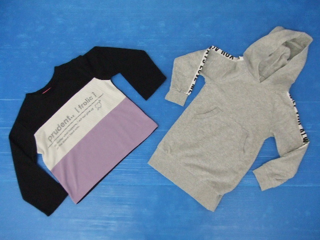 【お買得】★子供用長袖トップス2点セット★130サイズ ①CUTIE PECO/トレーナー/黒系 ②西松屋/パーカー/グレー拍卖