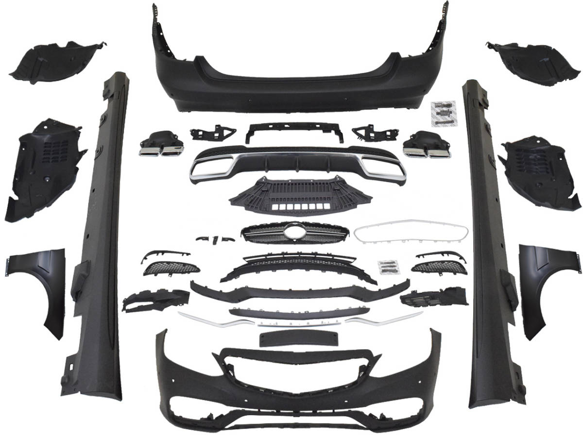 明日着 W212 フロント サイド リア グリル マフラーカッター フェンダー 後期 E63type メルセデス ベンツ Eクラス 国内 カスタム エアロ拍卖