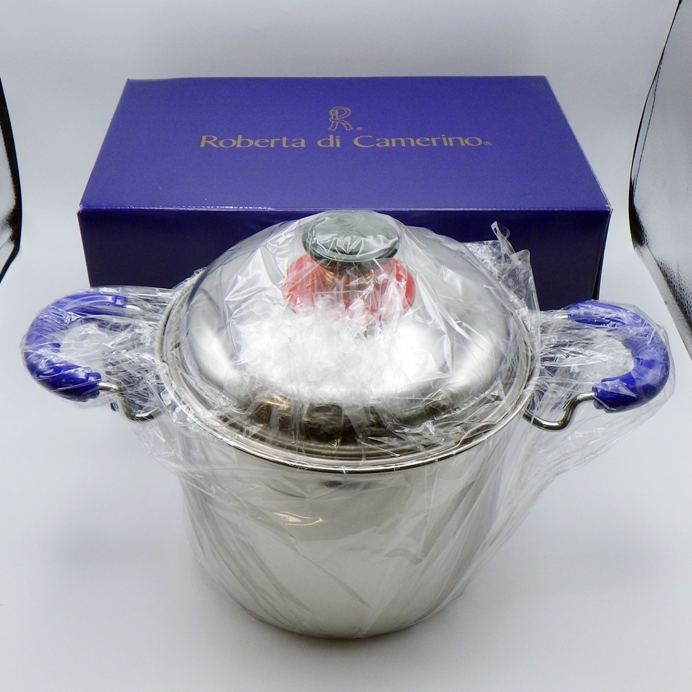 C25-318 Roberta di Camerino ロベルタディカメリーノ パスタポット 20cm RE-A384 ステンレス製鍋 ショウワメタル ほぼ未使用 箱付き拍卖