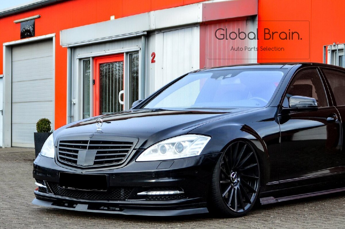メルセデスベンツ Sクラス W221 後期 S550 ロング フロント リップ スポイラー/ フロント スプリッター バンパー ディフューザー エアロ拍卖