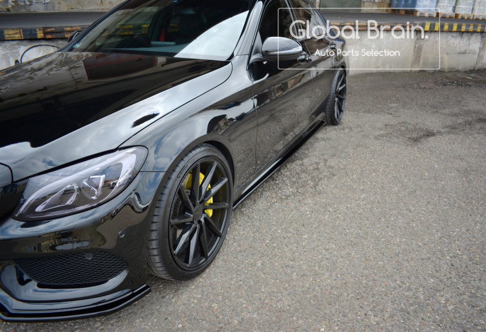 メルセデスベンツ Cクラス W205 前期 AMGライン/C43 サイド スカート カバー スポイラー / スプリッター ディフューザー アンダー フィン拍卖