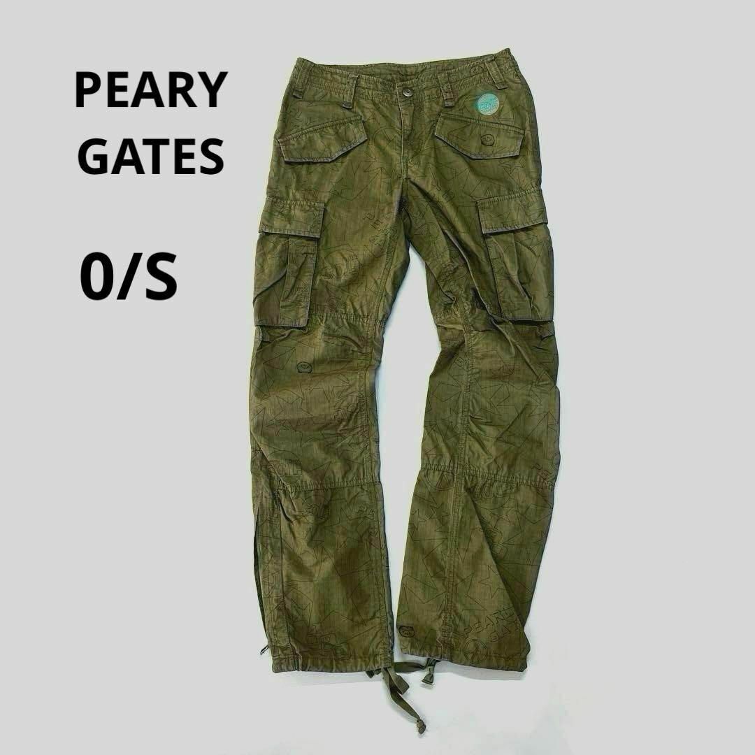 パーリーゲイツ 0/S ロングパンツ カーゴパンツ カーキ 総柄 ドローコード拍卖
