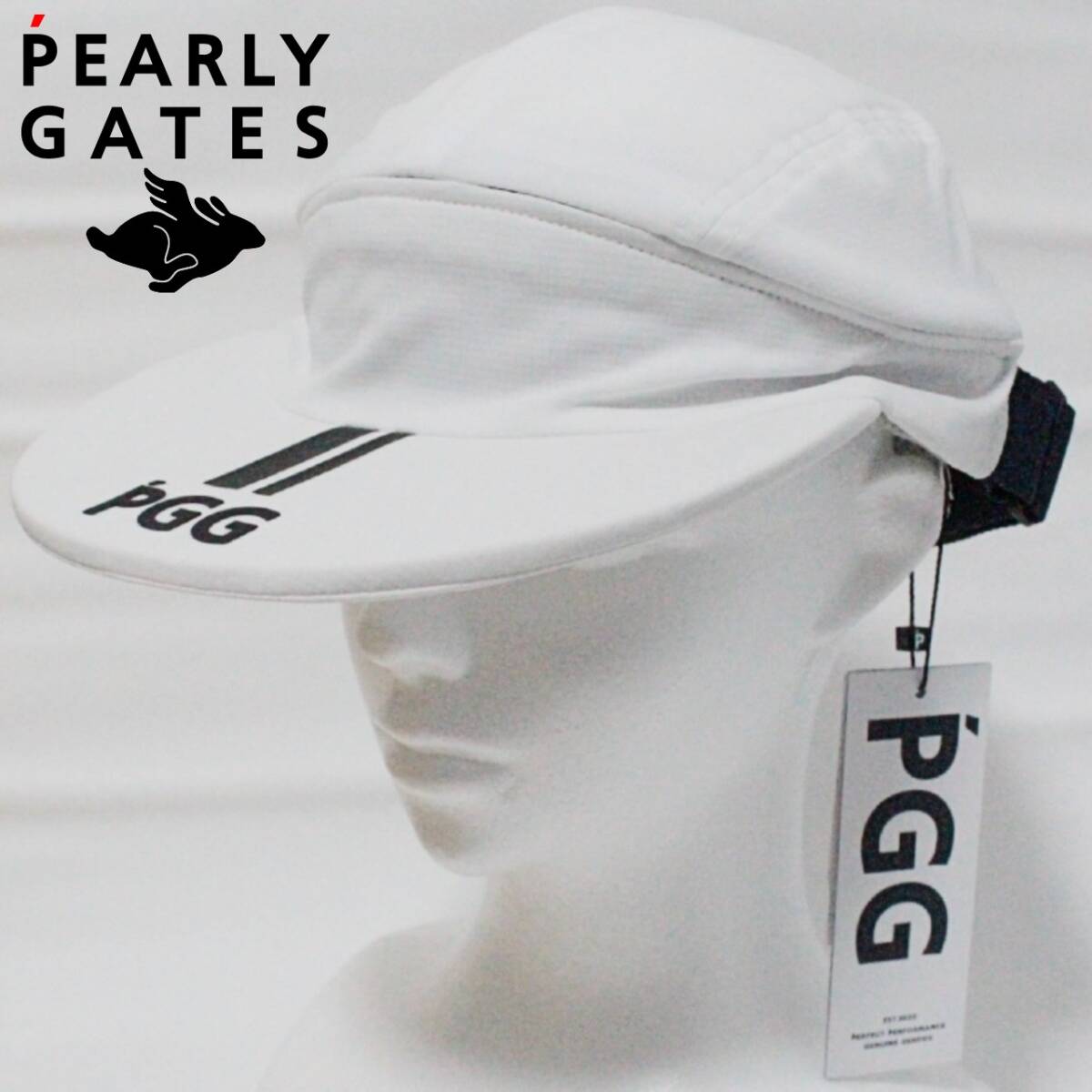 新品 パーリーゲイツ PGGロゴプリント 2WAYキャップ サンバイザー 白  K4878拍卖
