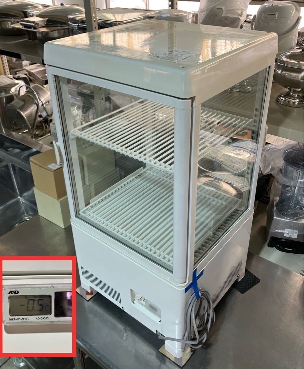 ◆4面ショーケース◆中古◆SANDEN サンデン 4面 冷蔵ショーケース 100V 業務用 冷蔵庫 卓上 2009年製 54L AG54XB-B 厨房機器 引取歓迎 千葉拍卖