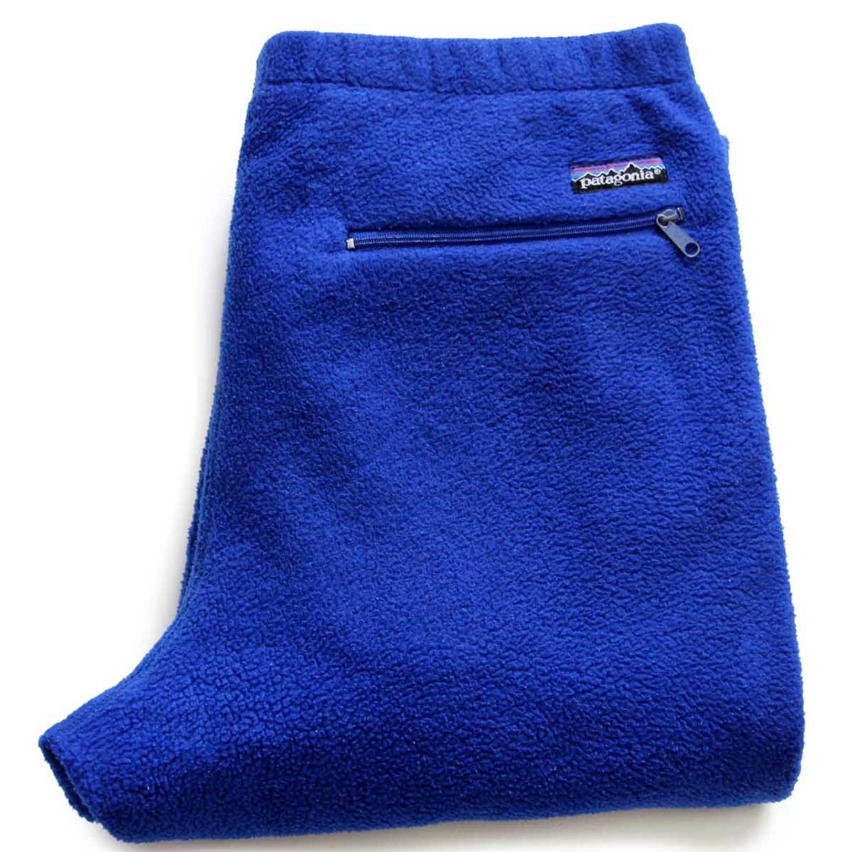 ★80s USA製 patagoniaパタゴニア フリースパンツ 青 M★ビンテージ オールド アウトドア キャンプ ブルー Rマーク拍卖