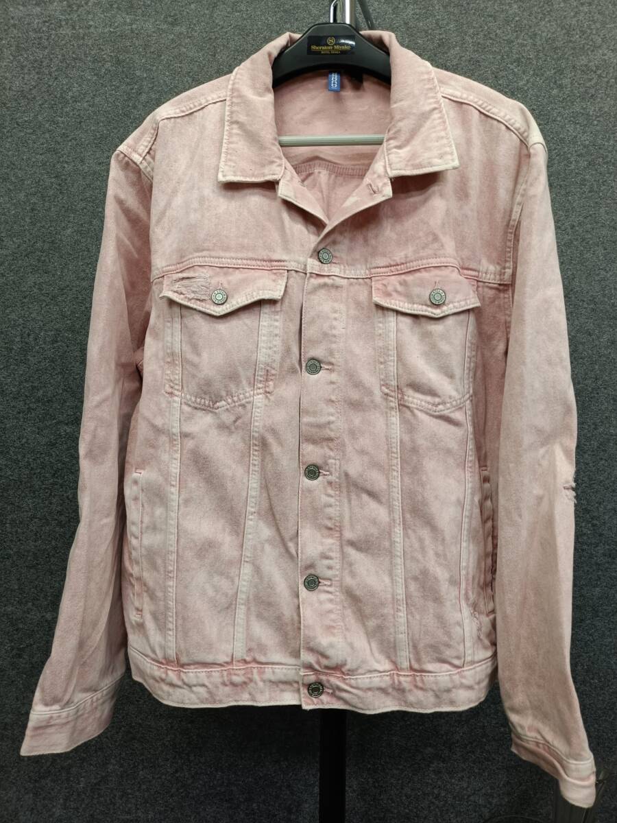 ★H&M エイチアンドエム DIVIDED ピンクデニムジャケット sizeXL拍卖
