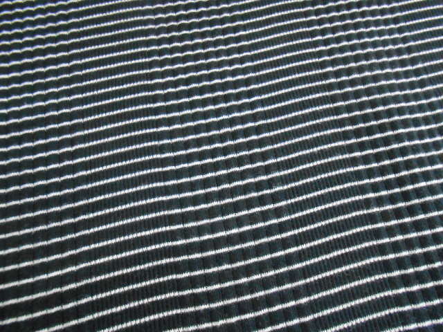 夏物大特価☆綿テレコフライスボーダー柄ニット生地・黒2M☆No764拍卖