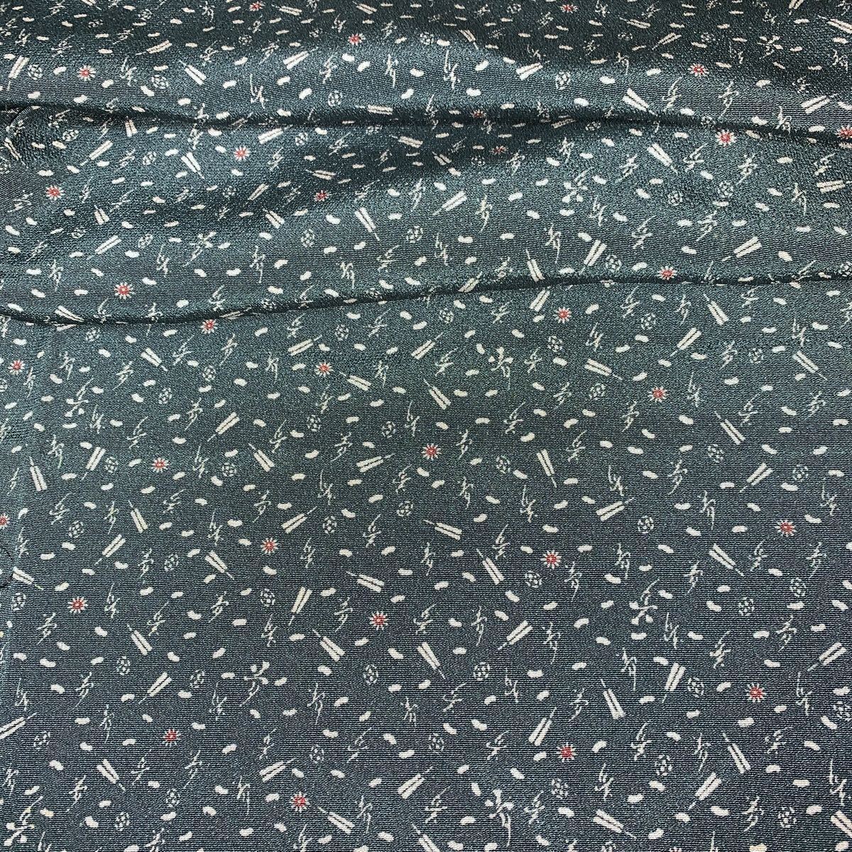 正絹ちりめんハギレ 約34×104 青緑系小花和柄 はぎれ縮緬 吊るし飾りつまみ細工つるし飾り小物 小紋 グレーがかった緑拍卖