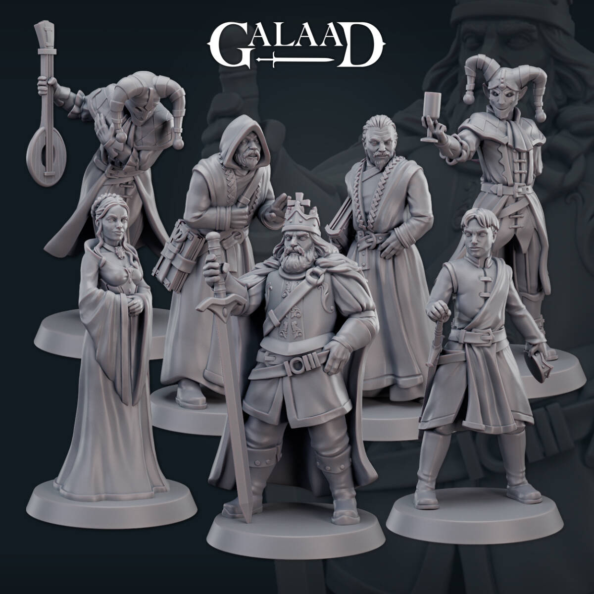 Galaad Miniatures | 2024年7月リリースRoyal Court7体セット 32mm 正規品 | 3Dプリント ミニチュア TRPG拍卖