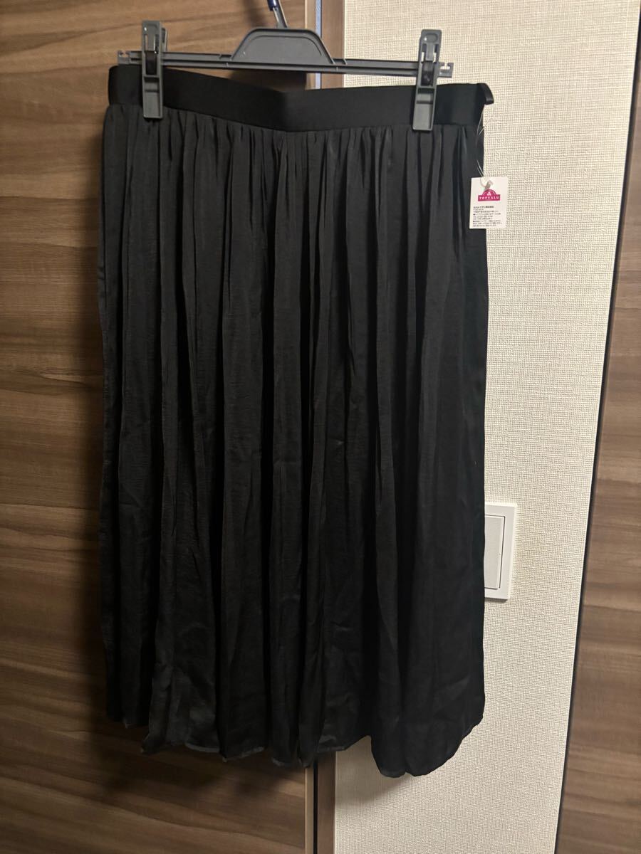 新品未使用タグ付き ブラック LLサイズ 着痩せ効果あり プリーツスカート 大きい シンプル 着まわし エレガント 即決あり拍卖