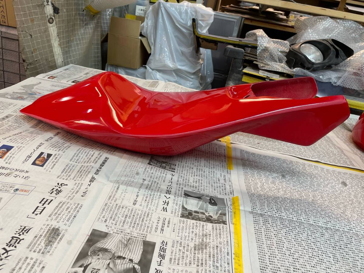 NSR50用NSF100タイプシートカウル 赤ゲル仕上げ FRP製 社外品  強化タイプ 5Cmシートバック 拍卖