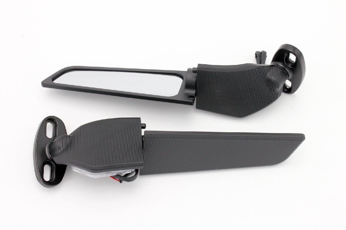 LED エアロミラー ウイングミラー左右セット 黒 ブラック ステルスミラー スリムミラー Ninja250R Ninja400R ZX-25R ZXR250 ニンジャ250拍卖