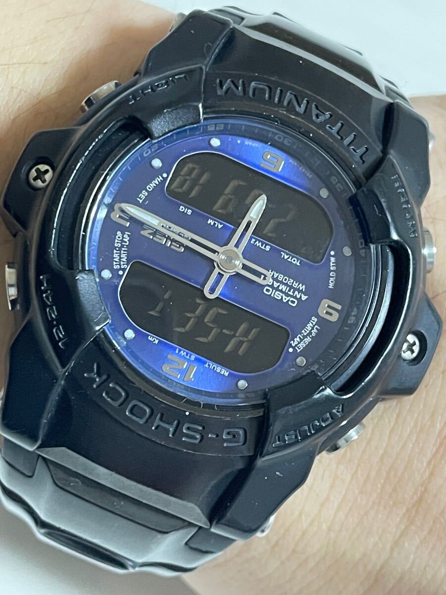 CASIOカシオ 本物 G-SHOCKGショック GIES ジーズ GS-300 アナデジ クオーツ カレンダー多機能 ブラック チタニウム メンズ腕時計 稼働品拍卖