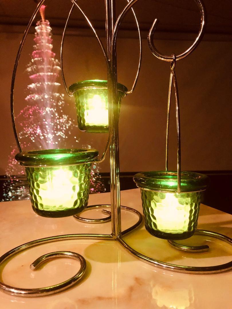 3連キャンドルスタンド ローソクスタンド カメヤマ・ローソク ハンドメイド品。中古品 拍卖