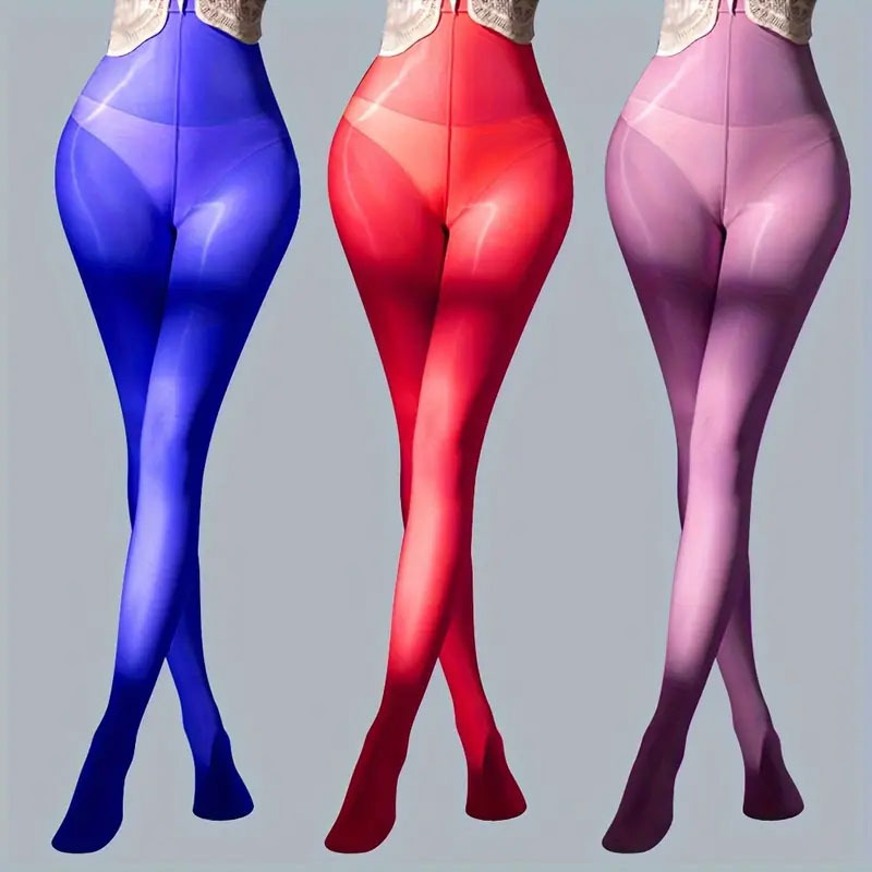 プラスサイズ エレガント パンティストッキング - 3足パック シアーメッシュタイツ、、女性の夏の光沢のある超薄タイツ拍卖