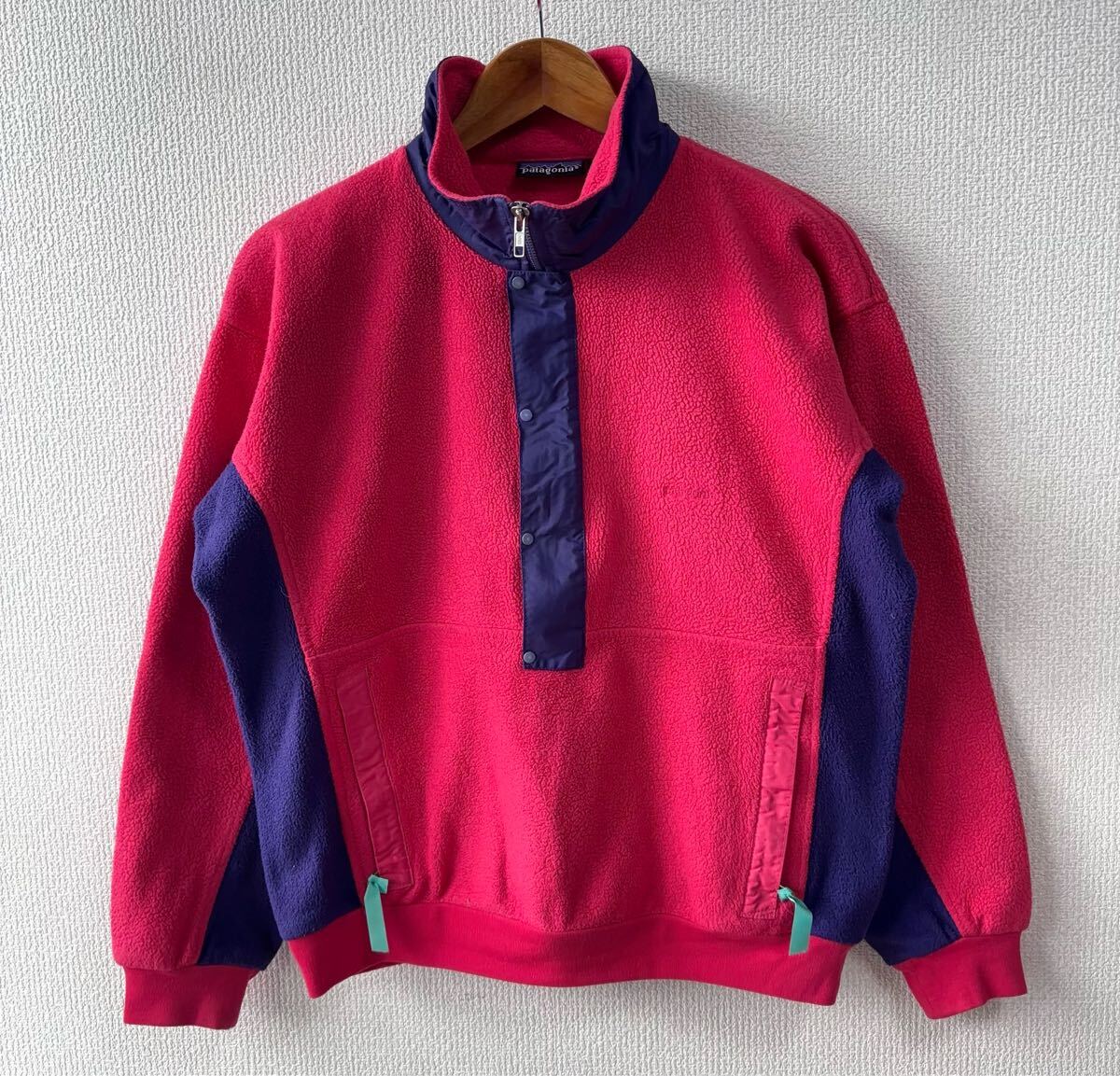 90s USA製 Patagonia プルオーバー フリース ジャケット M パタゴニア アメリカ製 ハーフジップ拍卖